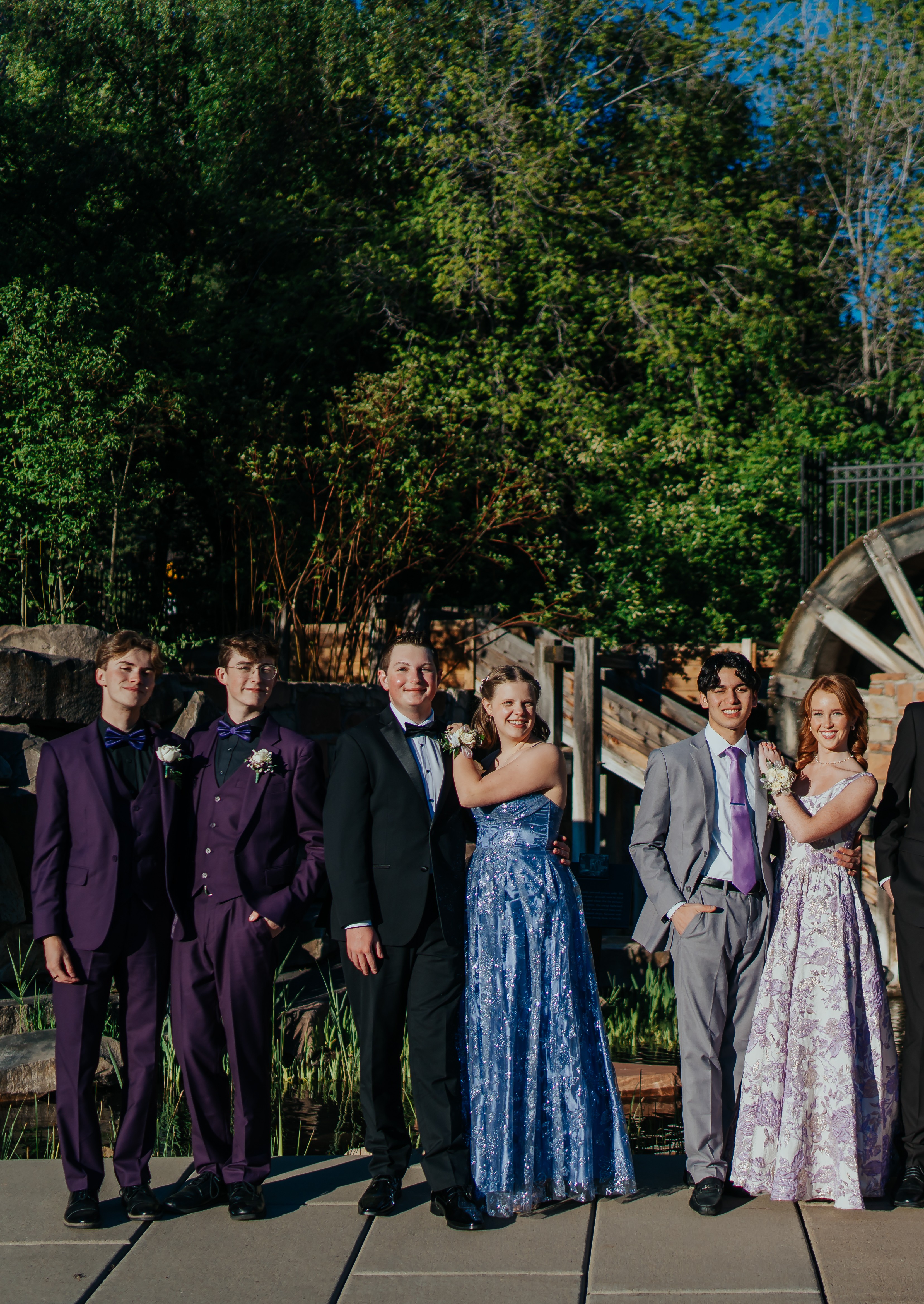 Group at waterwheel